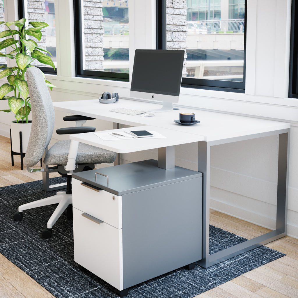 Storage and Pedestal on Wheels  Desk Extension Grey