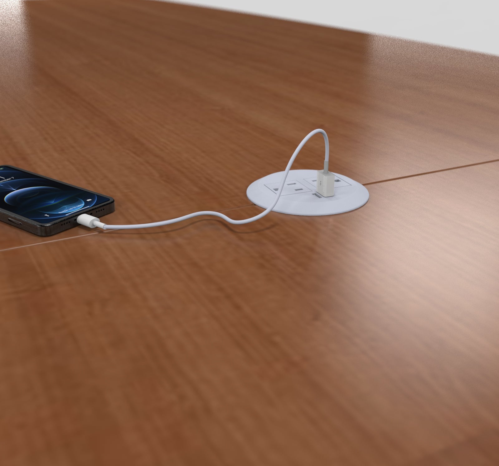 Modern Boat-Shaped Conference Table Power Kit