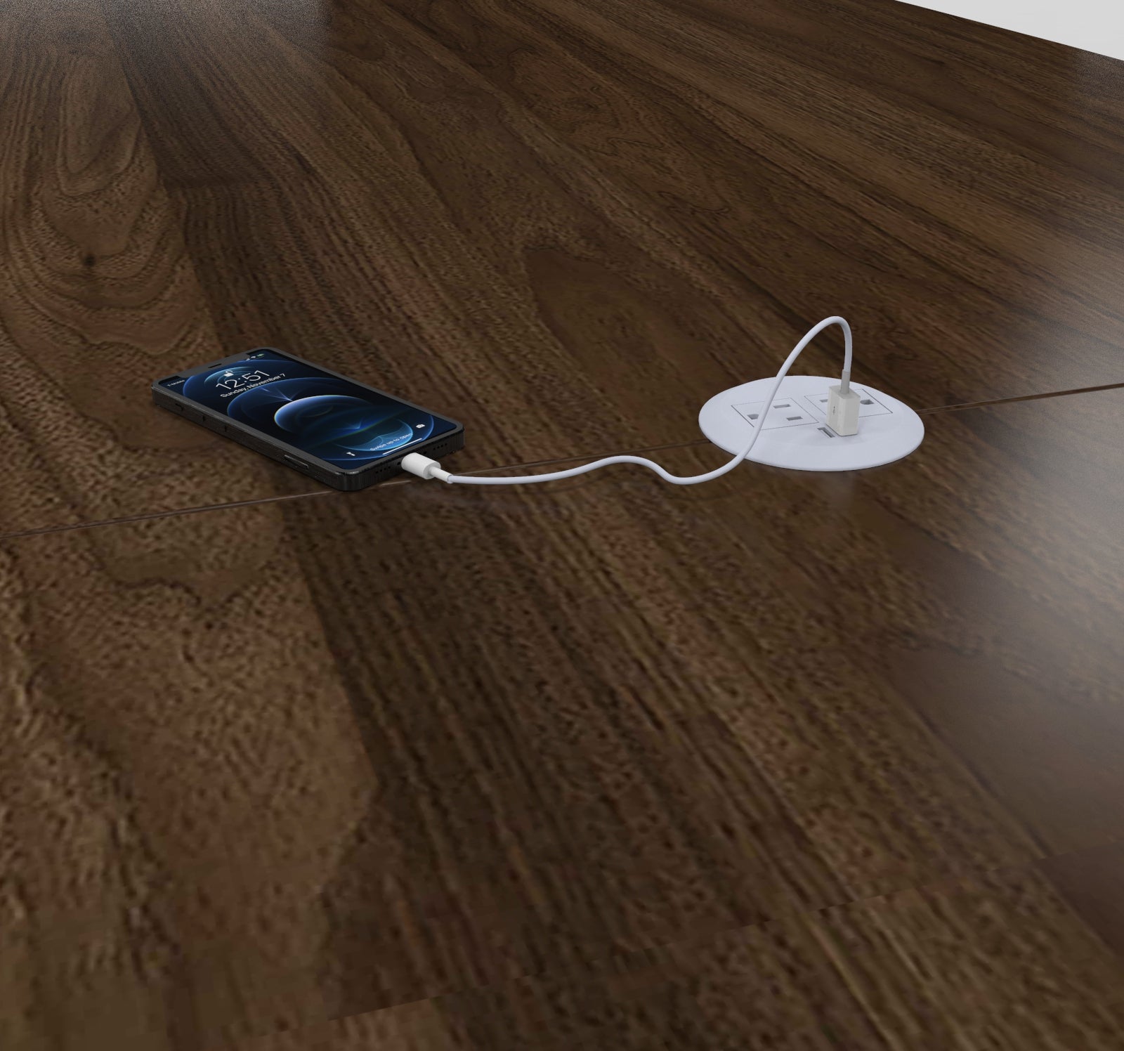 Modern Boat-Shaped Conference Table Power Kit
