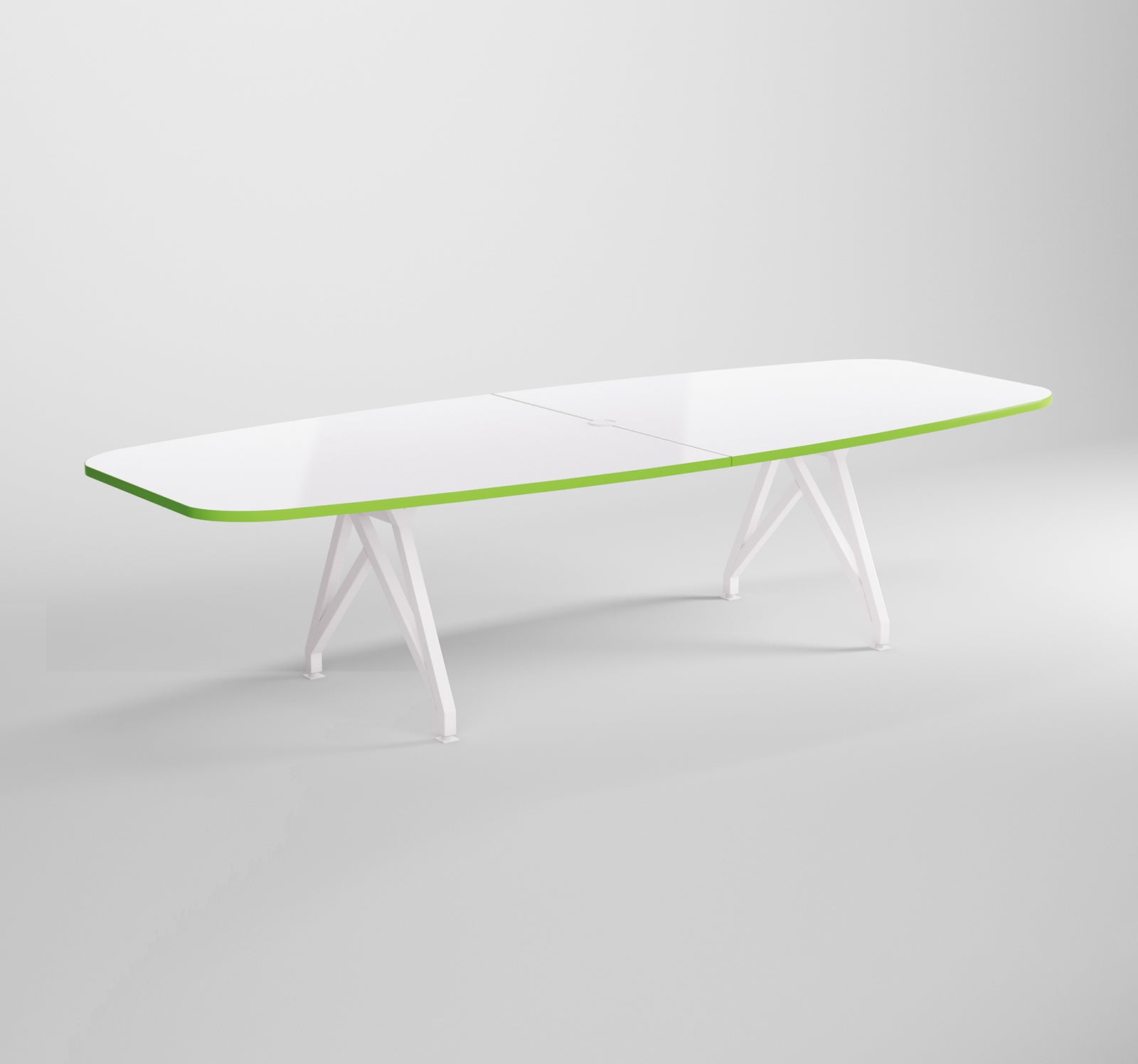 Modern Boat-Shaped Conference Table Green Edge
