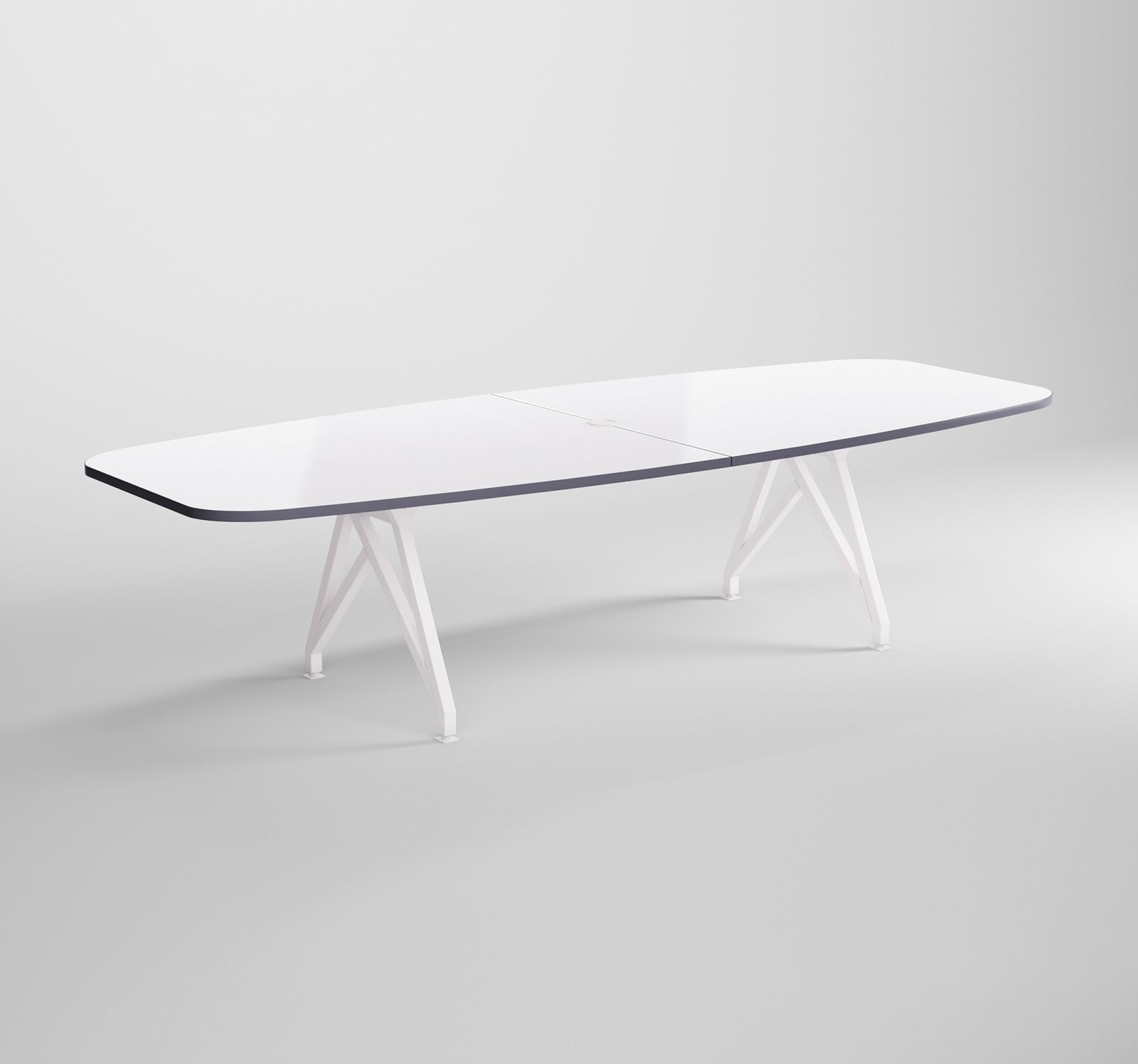 Modern Boat-Shaped Conference Table  Grey Edge
