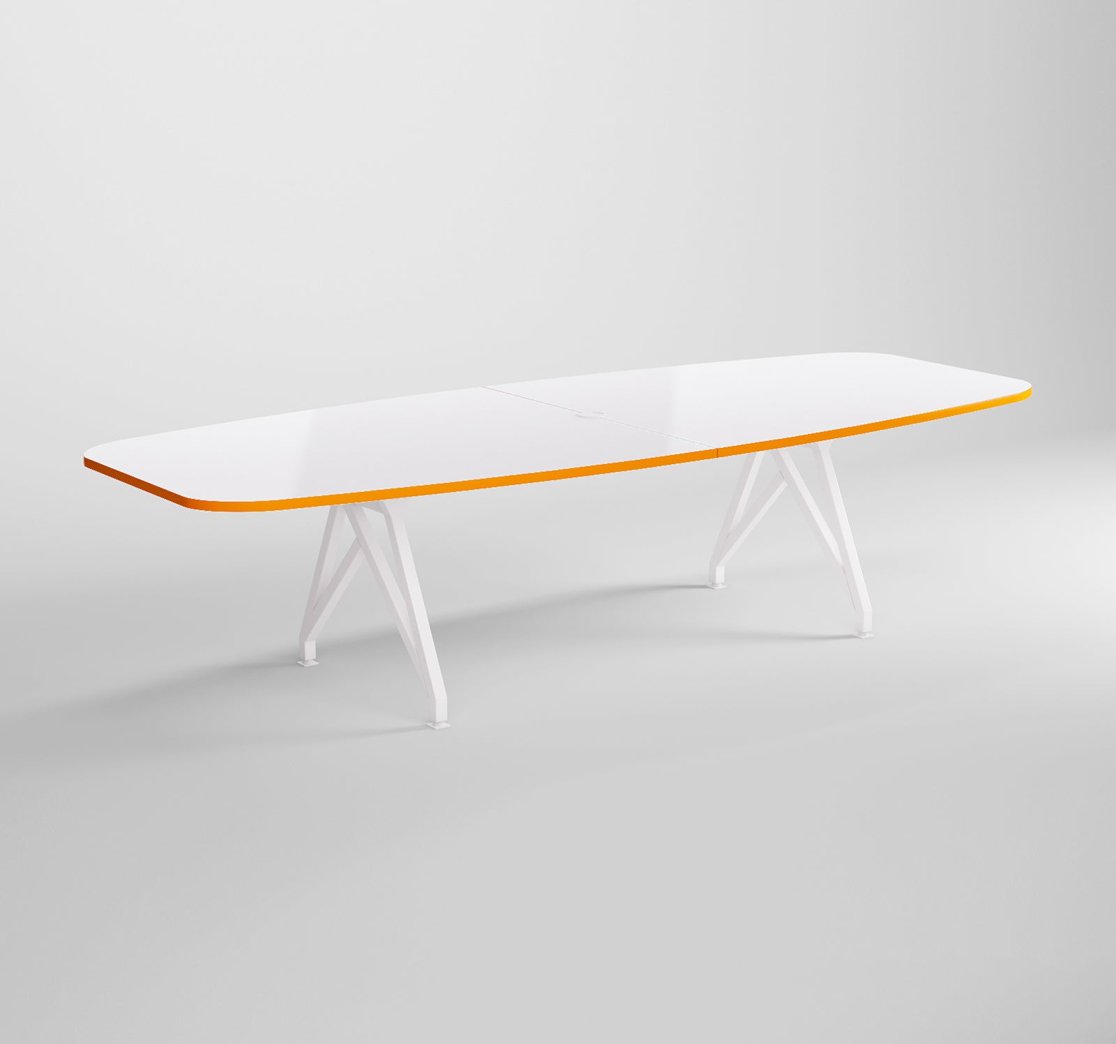 Modern Boat-Shaped Conference Table Orange Edge