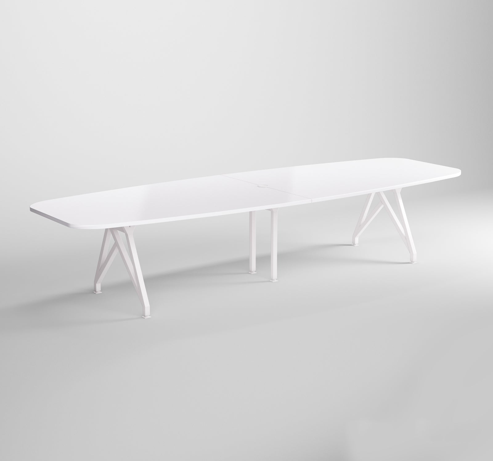 Modern Boat-Shaped Conference Table 12 Feet White