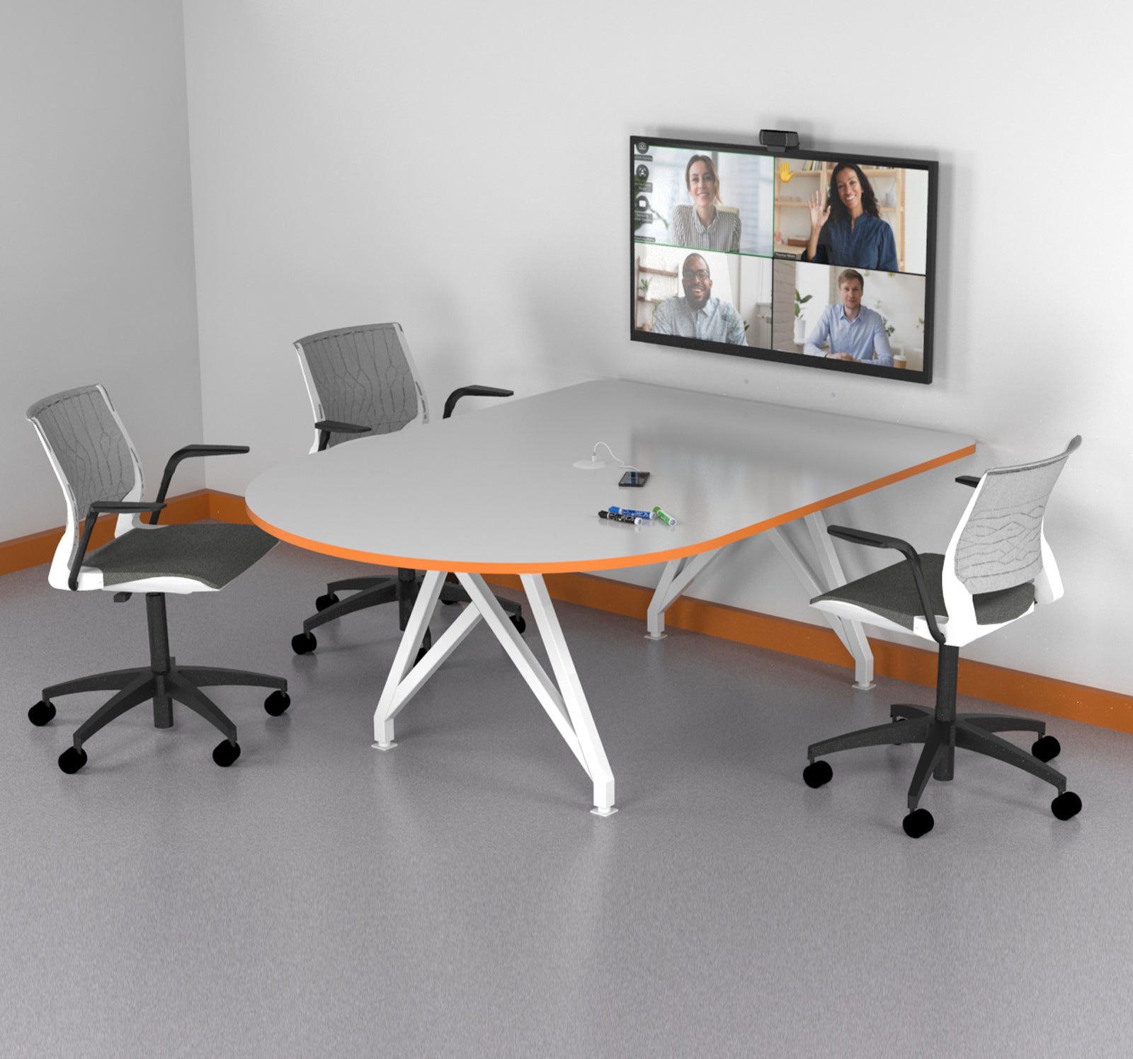 TeleMeet Moon-Shape Conference Table Orange Code